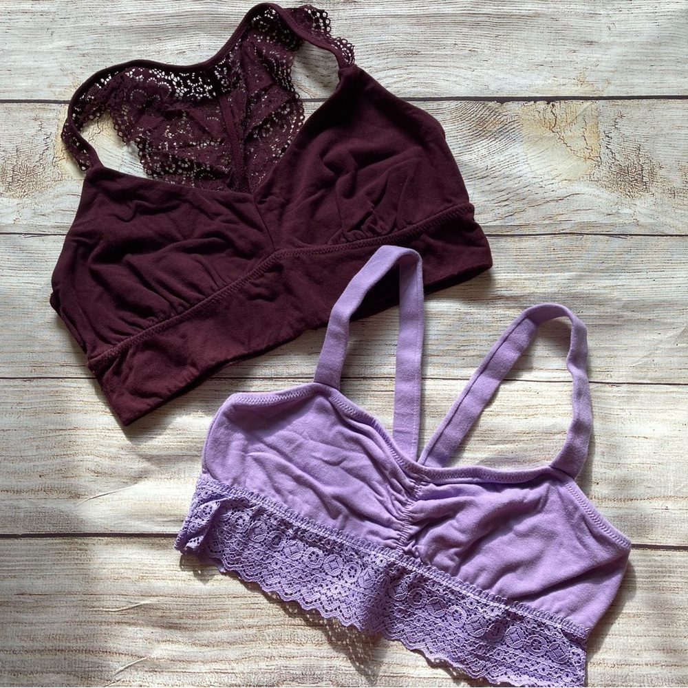 Aerie Pullover Racerback Bralette Bundle NWOT Women’s Medium Burgundy Purple